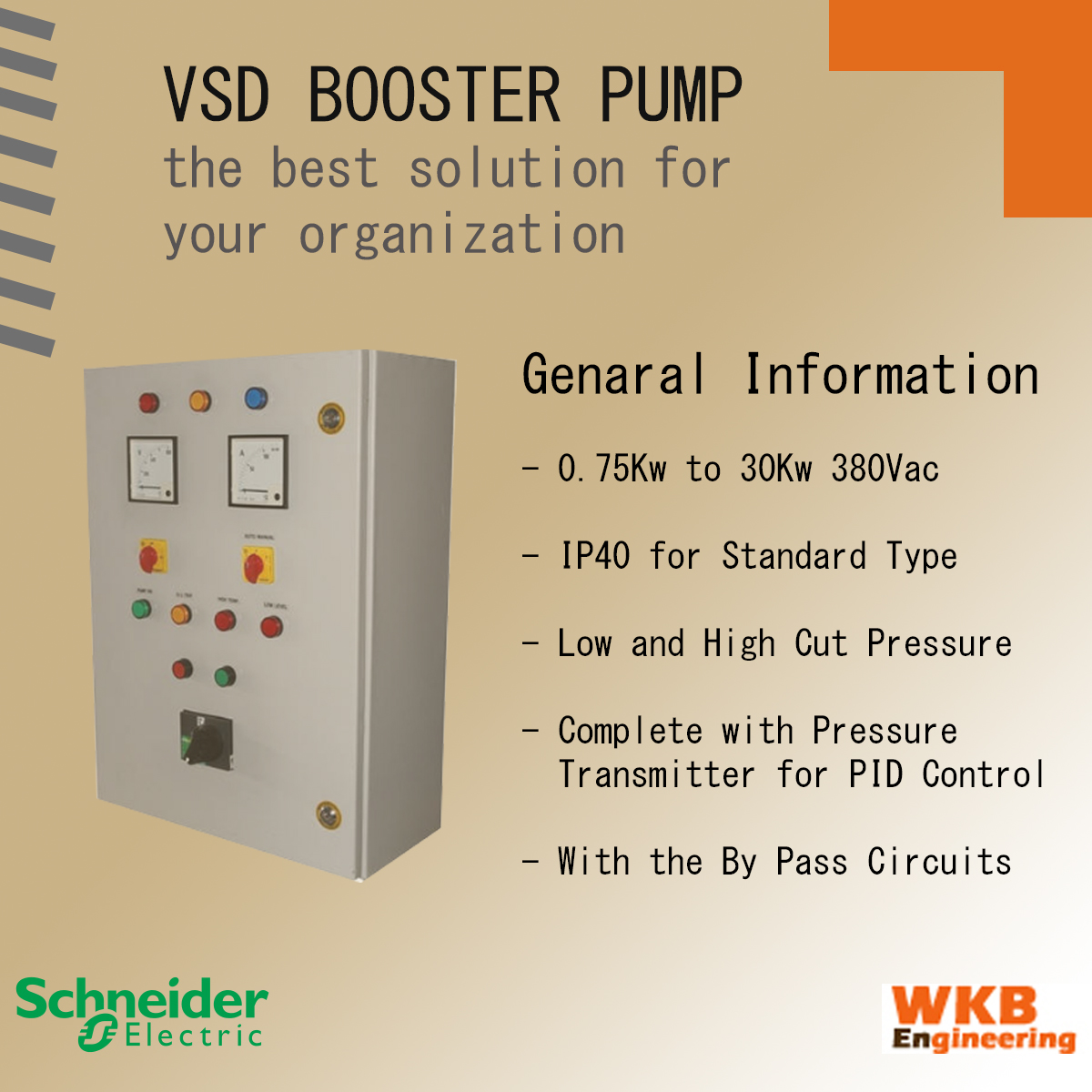 VSD Booster Pump – Set 0.75Kw/ 380Vac